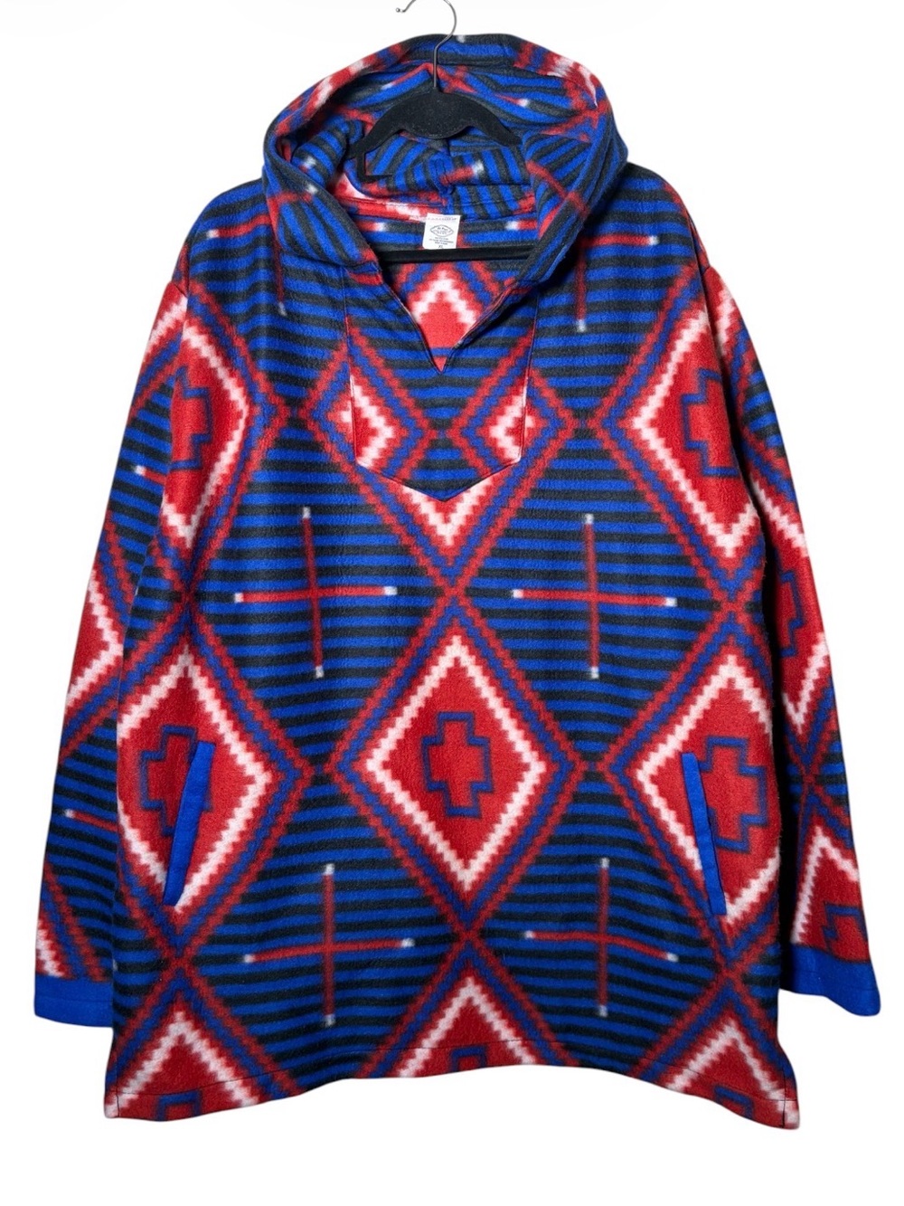 Vintage El Paso Saddle Blanket Co. Southwestern Aztec Fleece Hoodie Size XL